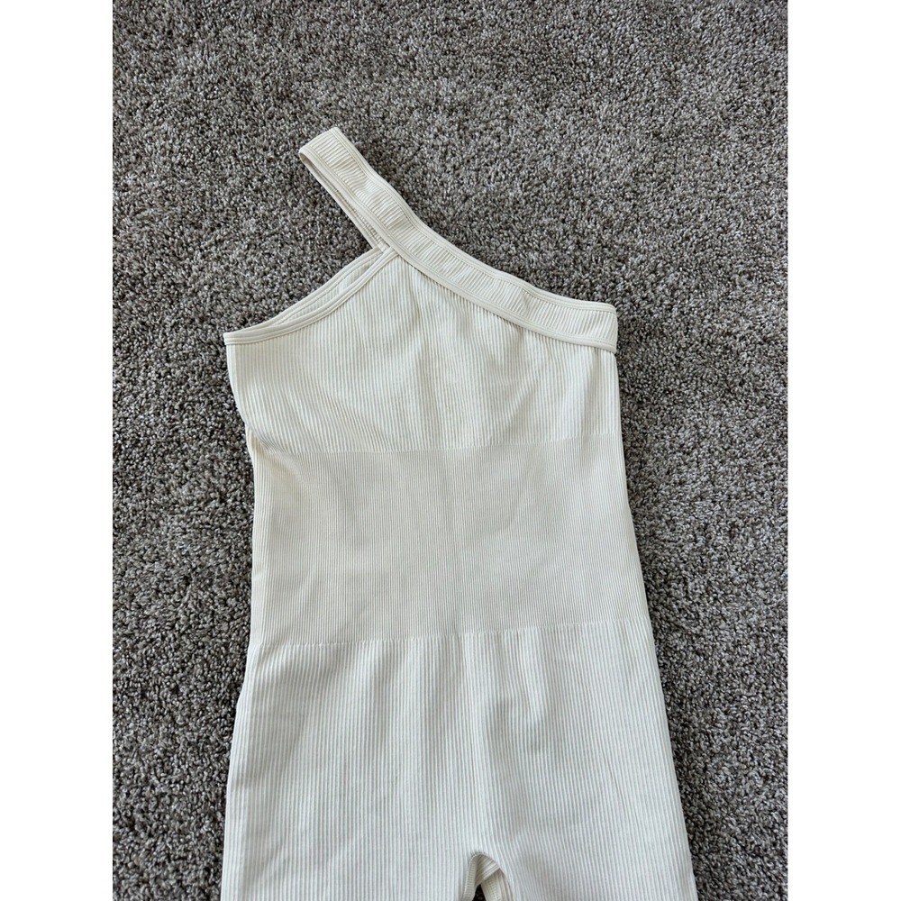 Ribbed One Shoulder Jumpsuit Bodysuit Romper Sleeveless Casual‎ Comfy M - Picture 2 of 5